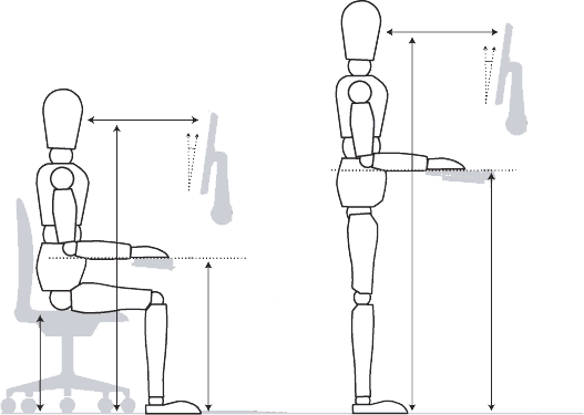 Adjustable height standing desks for posture