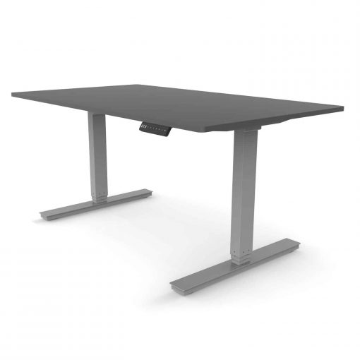 Standing desk dual motor rectangular leg with anthracite colour desktop and grey frame